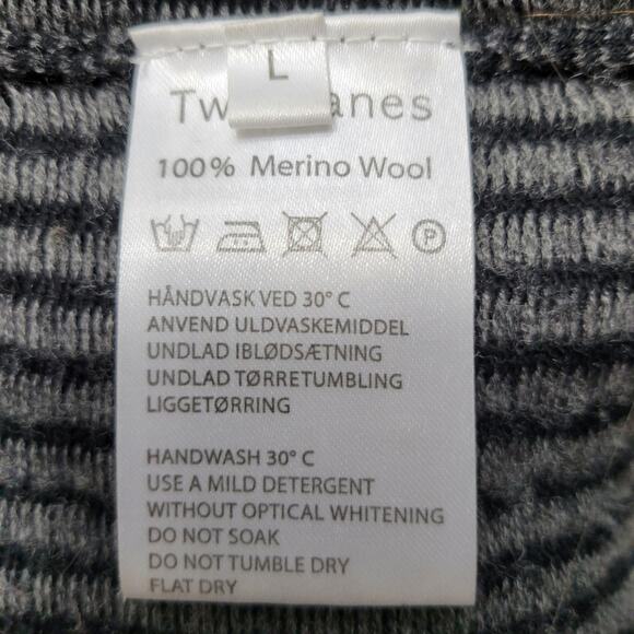 Two Danes Striped Pullover Sweater Merino Wool Size Large - Picture 5 of 7